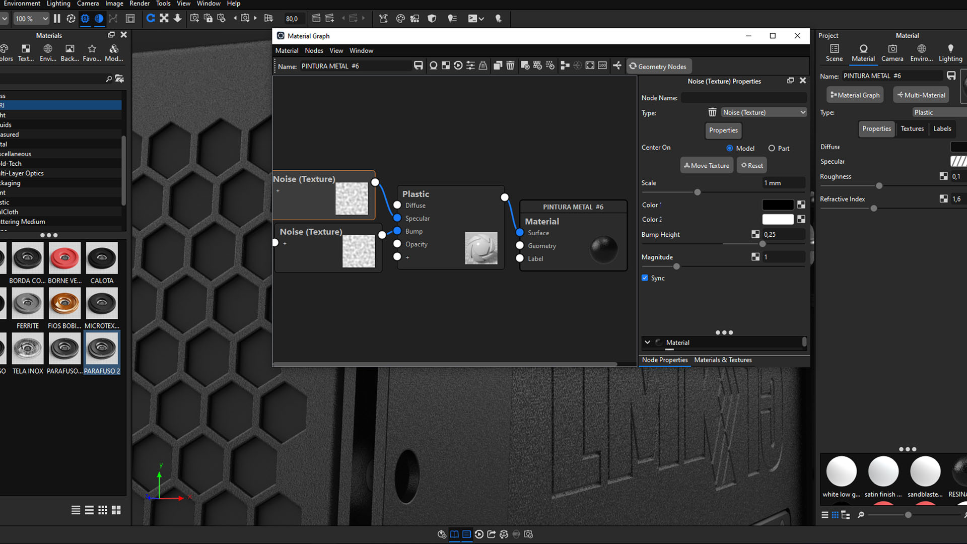Configuração de materiais no KeyShot